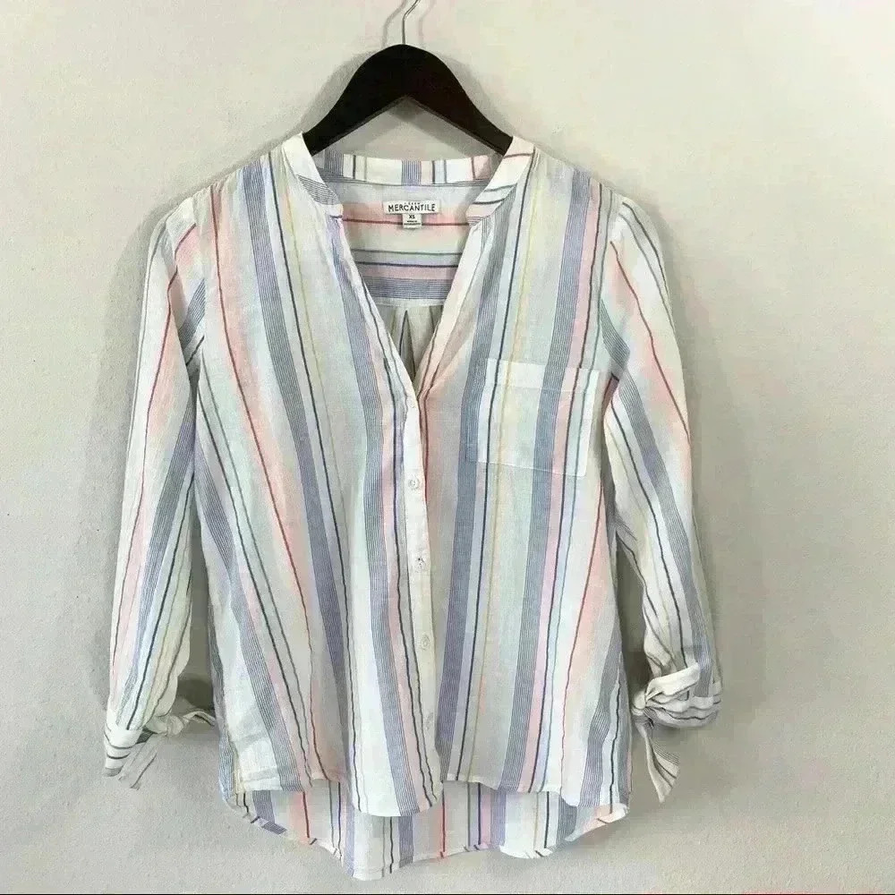J. Crew Mercantile colorful stripe shirt